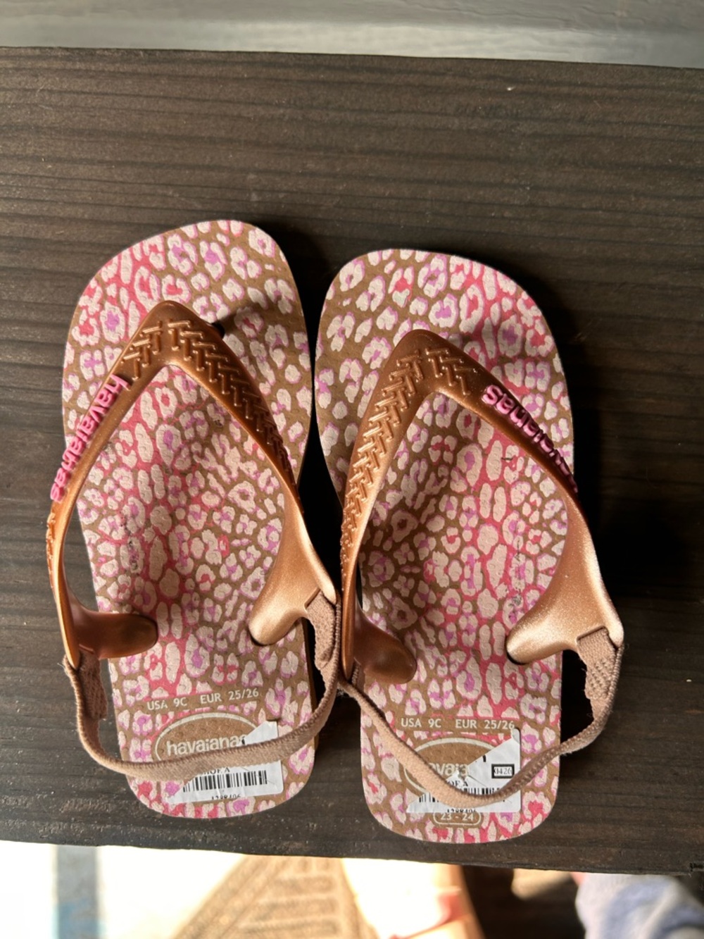 Havaianas Rose Gold Straps Pink Leopard Toddler Sandals